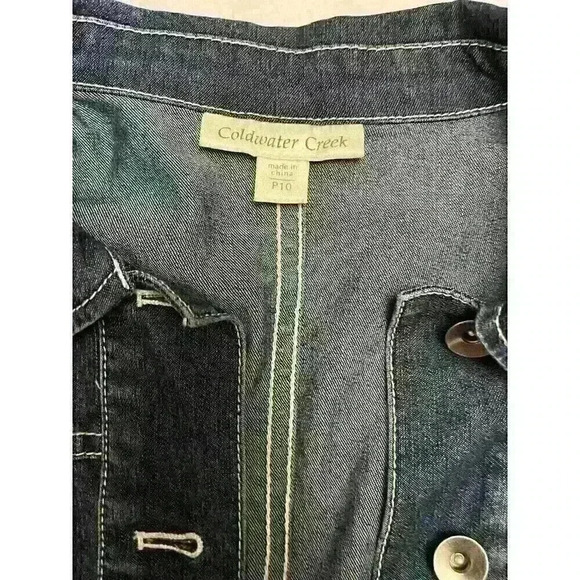Coldwater Creek Size 10P Denim Button-Front Short-Sleeve Jacket Blue-NWT - Picture 4 of 6